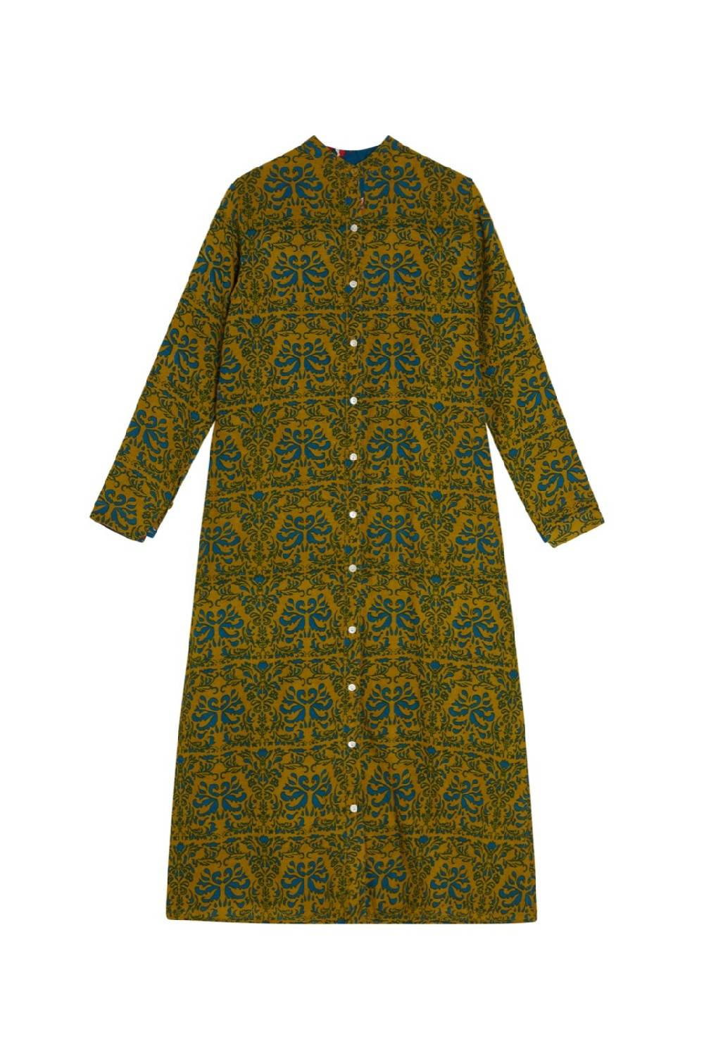Lisa Corti caftano lungo aperto tangeri damask olive green Ultimo giorno