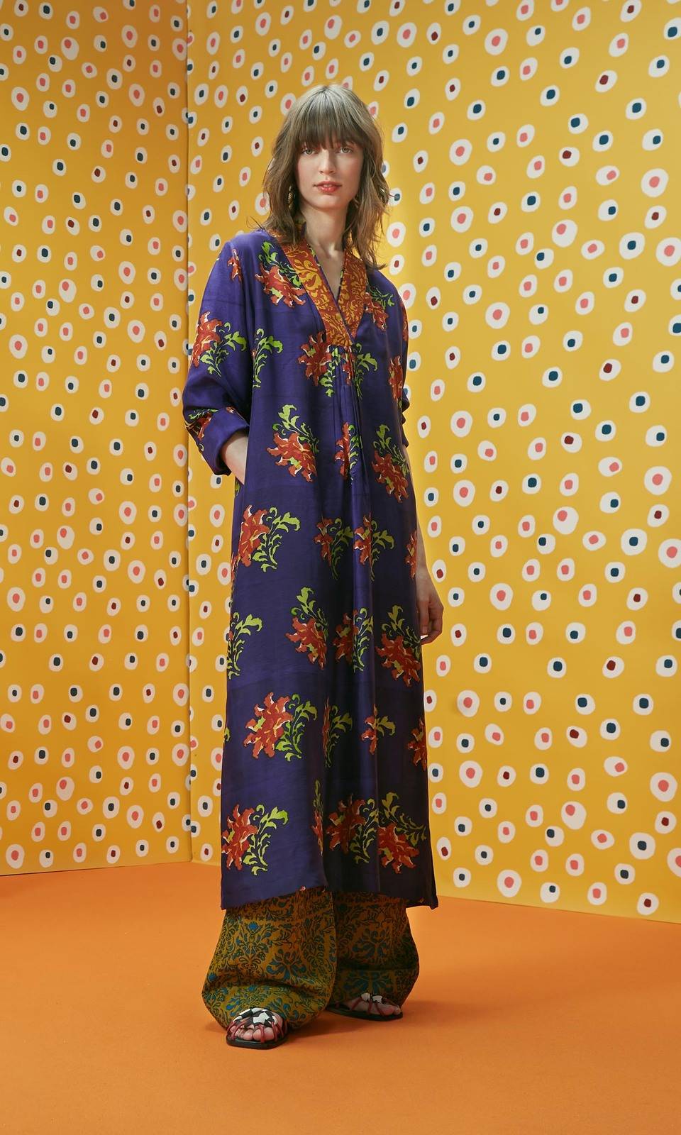 Lisa Corti caftano radha tangeri flower purple Enormi sconti