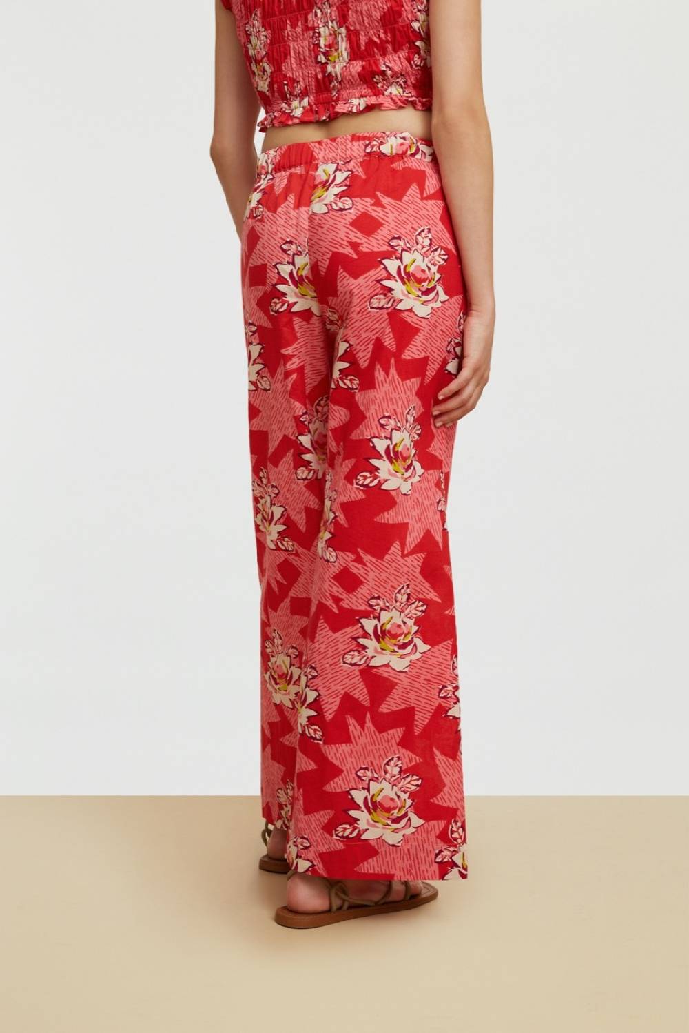Lisa Corti pantalone myanmar star flower red Officina