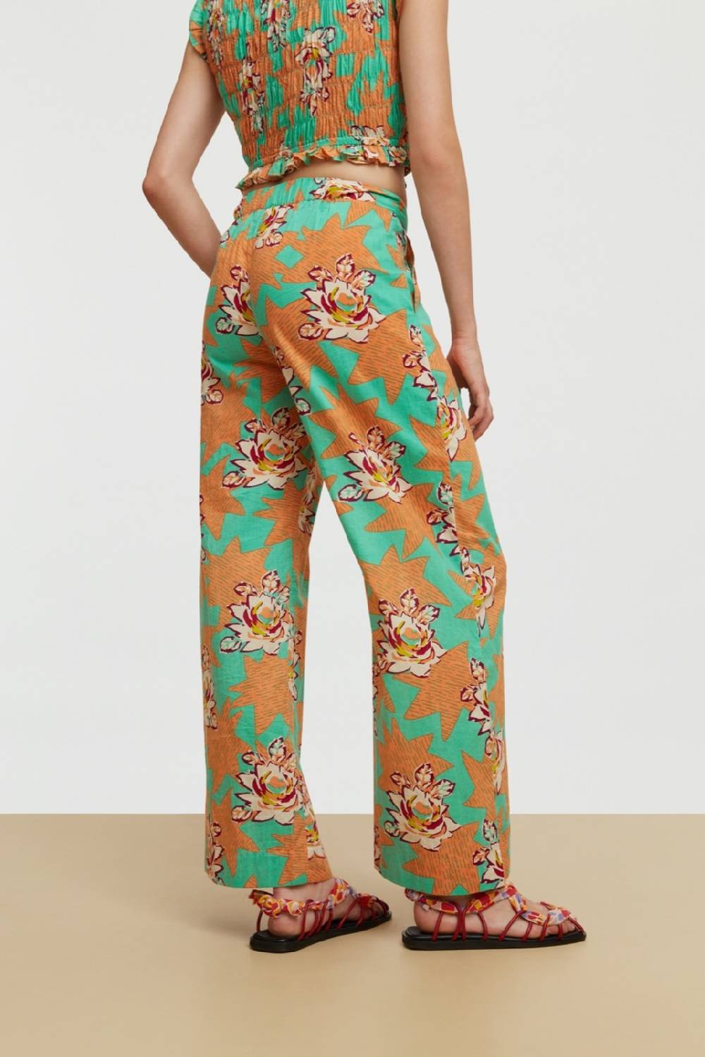 Lisa Corti pantalone myanmar star flower aqua Limitato a 3 giorni