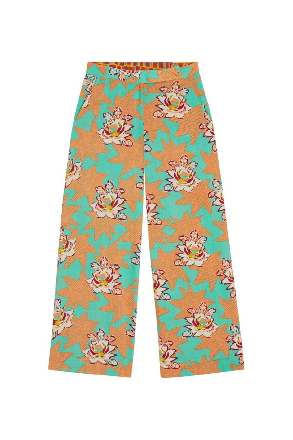 Lisa Corti pantalone myanmar star flower aqua Limitato a 3 giorni