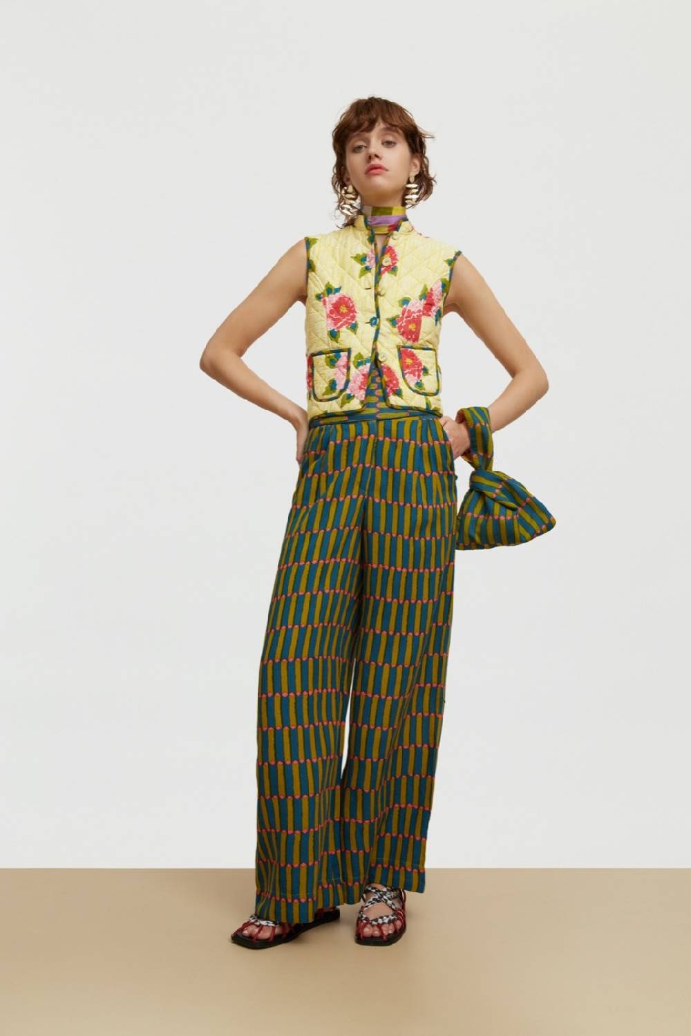 Lisa Corti pantalone theresa diamnod stripes acid green Esporta salva