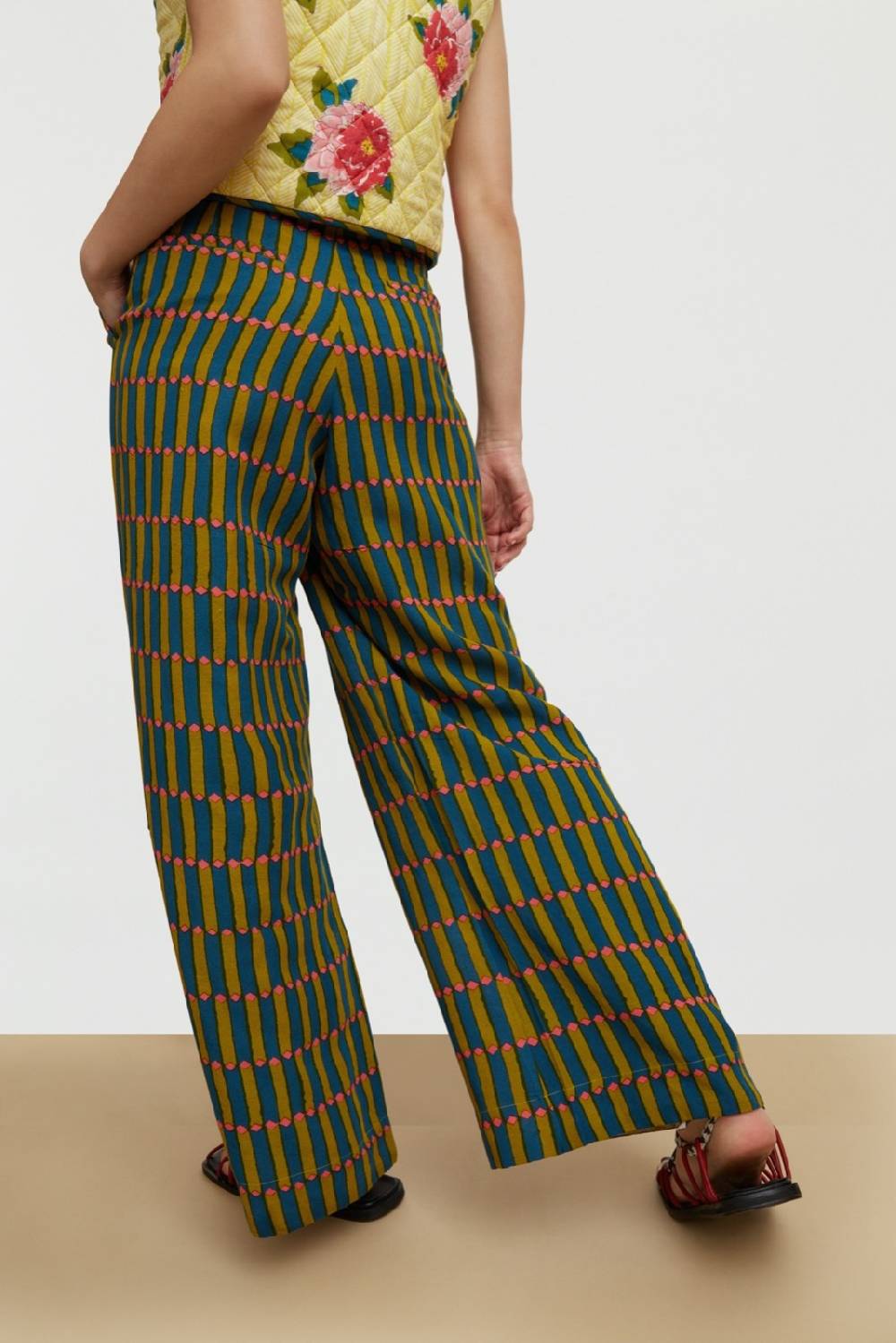 Lisa Corti pantalone theresa diamnod stripes acid green Esporta salva