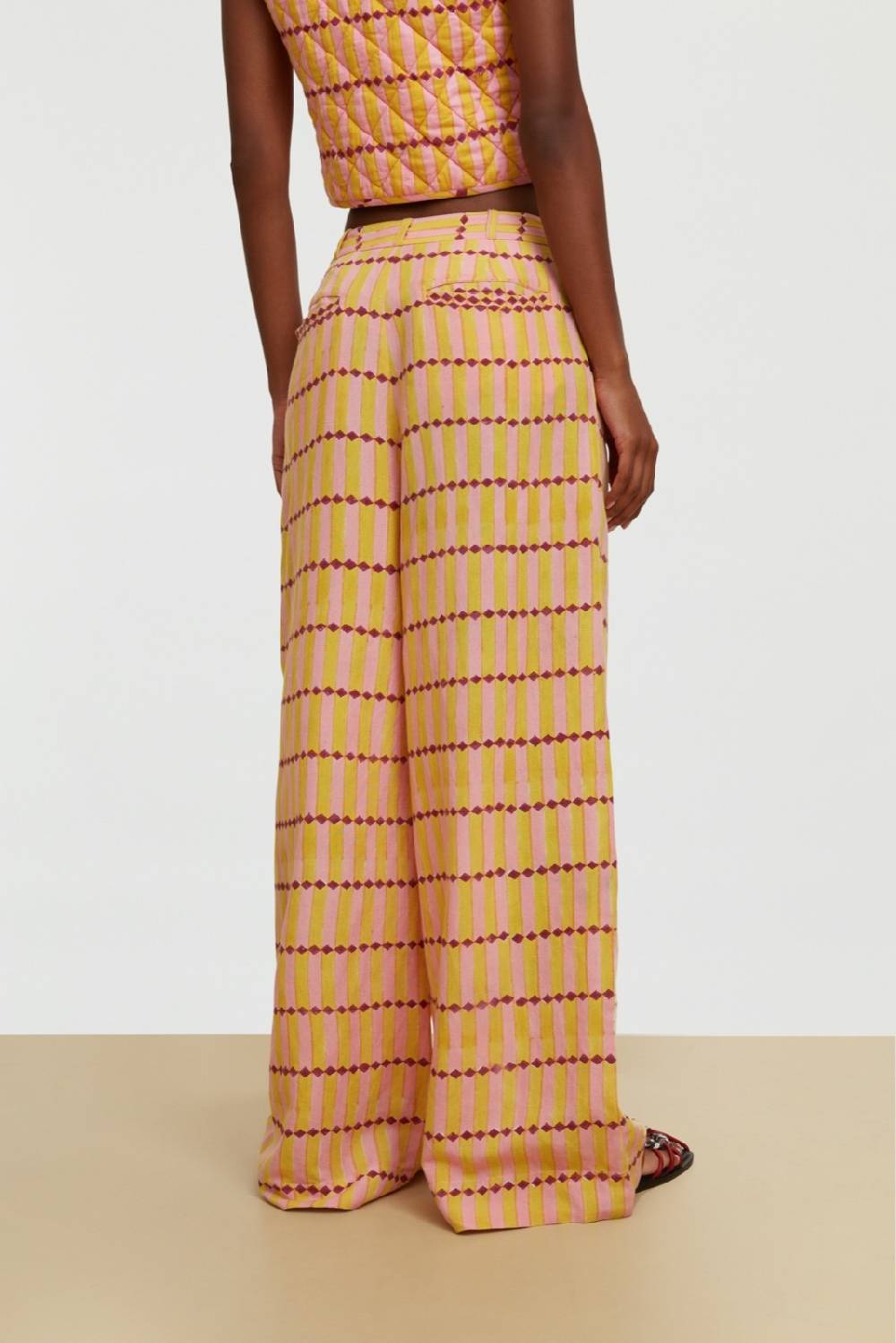 Lisa Corti pantalone theresa diamond stripes light yellow Black Friday Prezzi