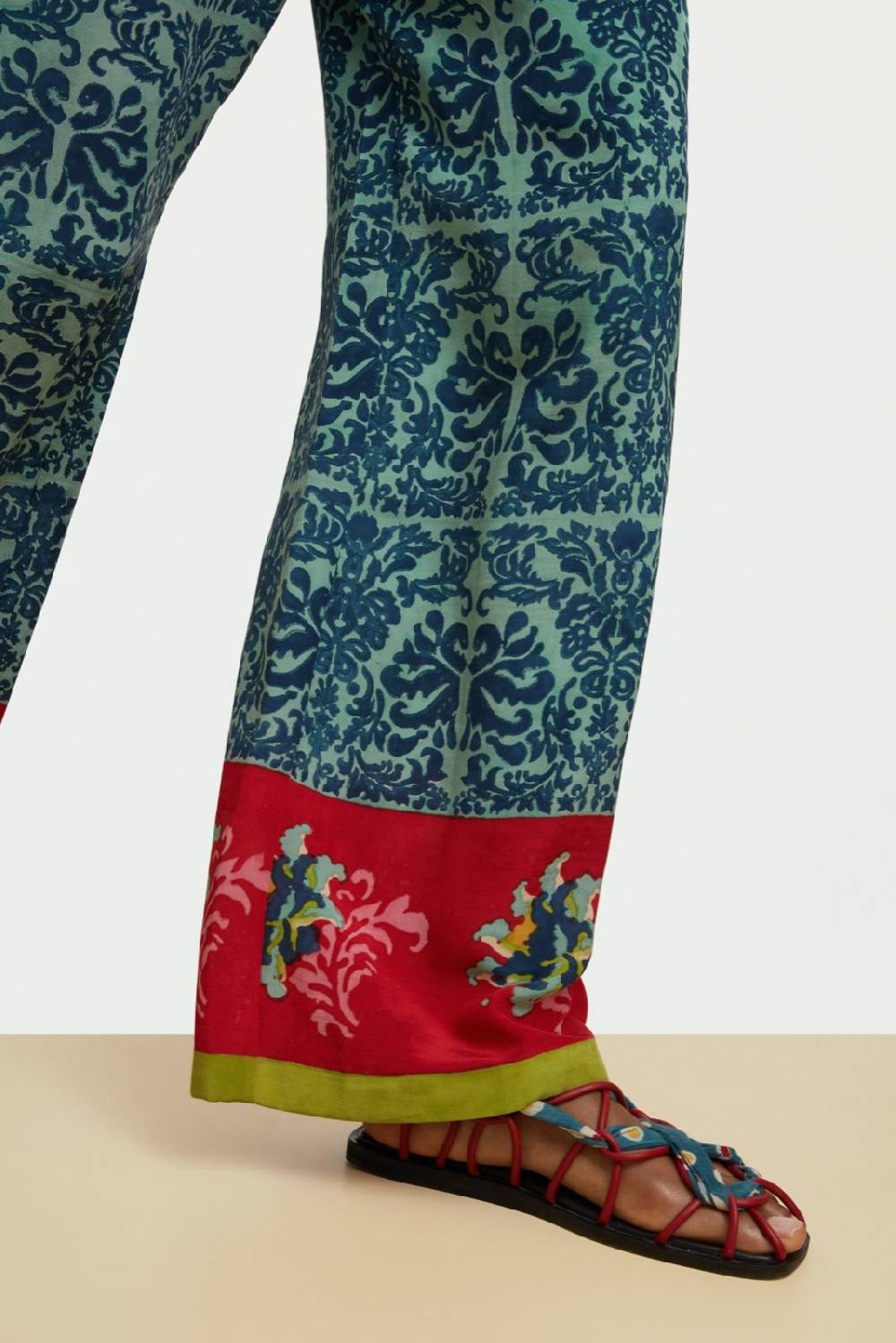 Lisa Corti pantalone burma tangeri flower coral Pezzi Unici