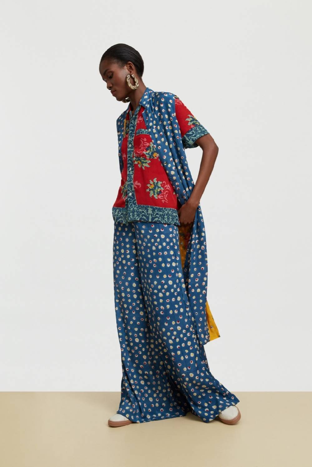 Lisa Corti pantalone evelyn bukhara dots teal Soddisfazione Garantita