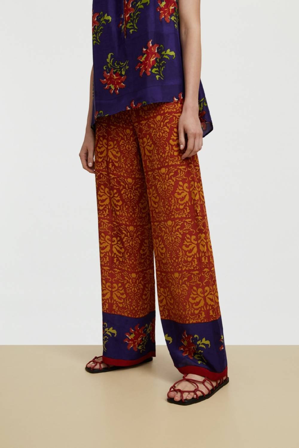 Lisa Corti pantalone burma tangeri flower purple Qualità Garantita