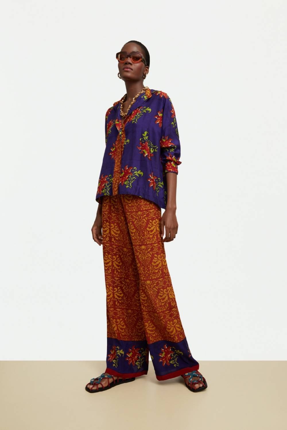 Lisa Corti pantalone burma tangeri flower purple Qualità Garantita
