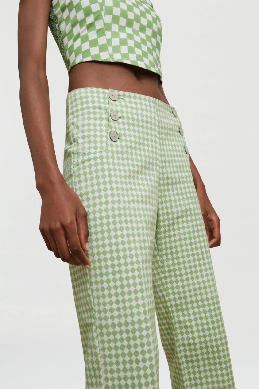 Lisa Corti pantalone marinara diamond check mint Acquista Ora
