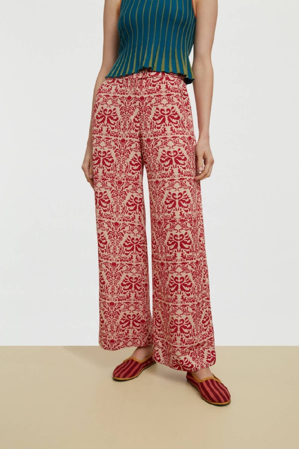 Lisa Corti pantalone myanmar tangeri damask natural