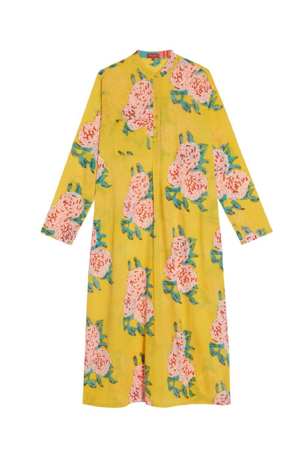 Lisa Corti kurta lunga leopard flower yellow Economico