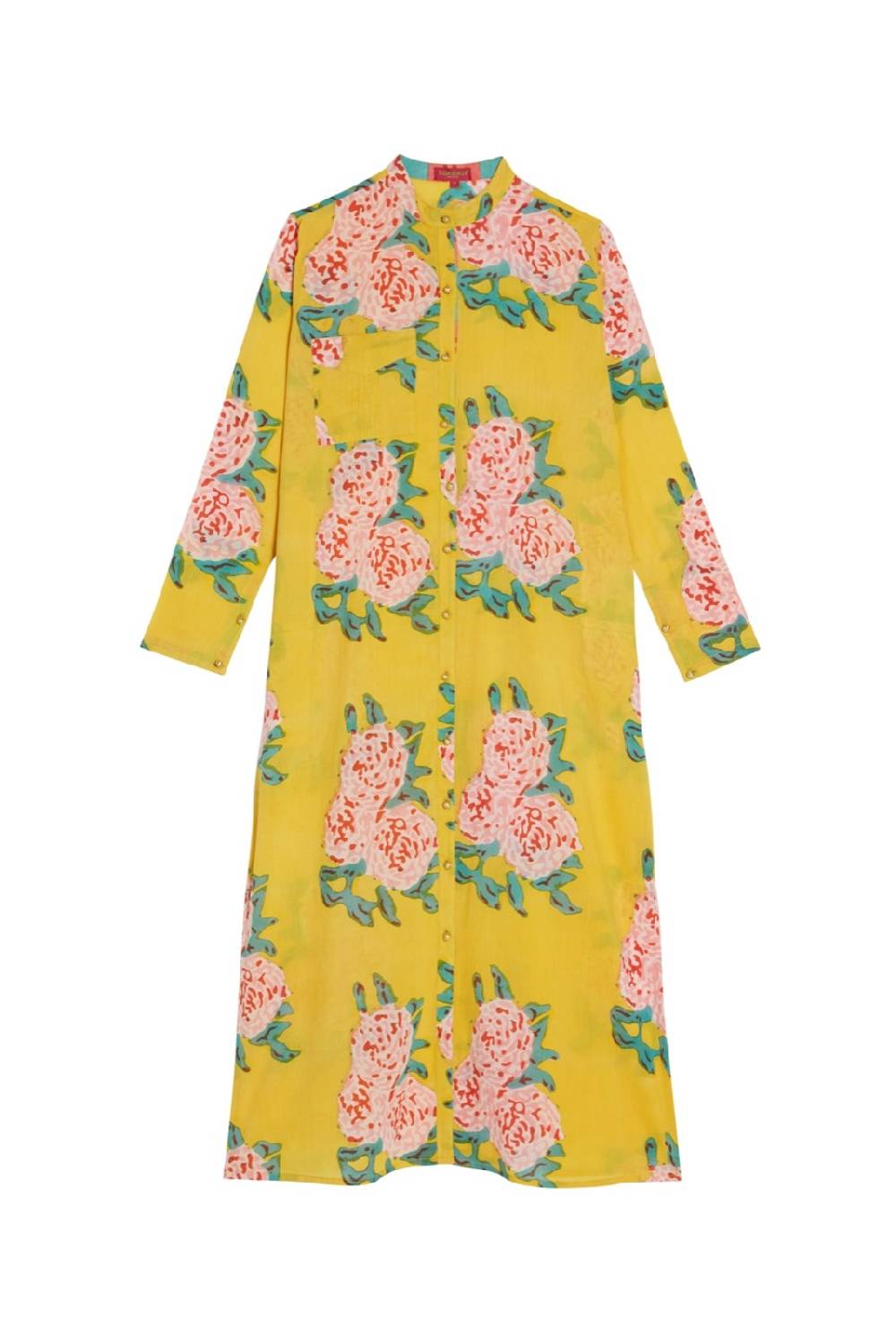 Lisa Corti kurta lunga aperta leopard flower yellow Online