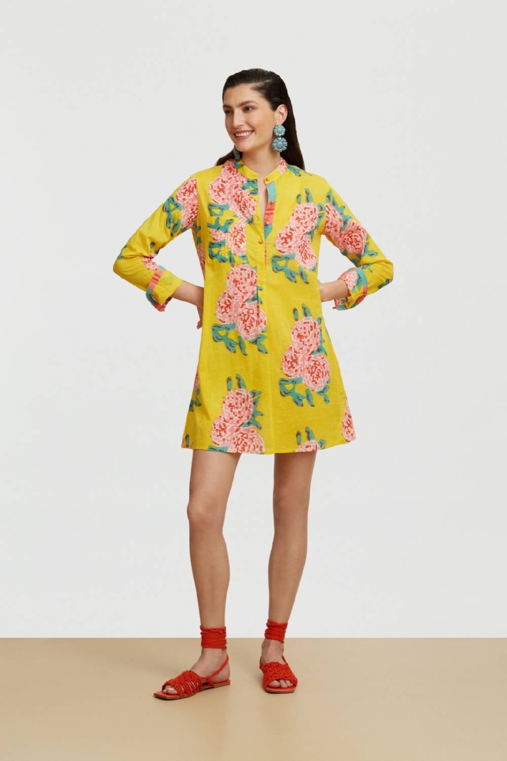Lisa Corti kurta corta leopard flower yellow