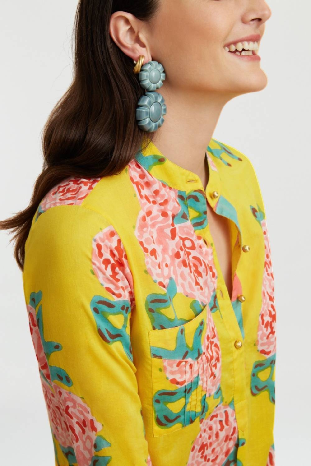 Lisa Corti kurta corta leopard flower yellow Outlet