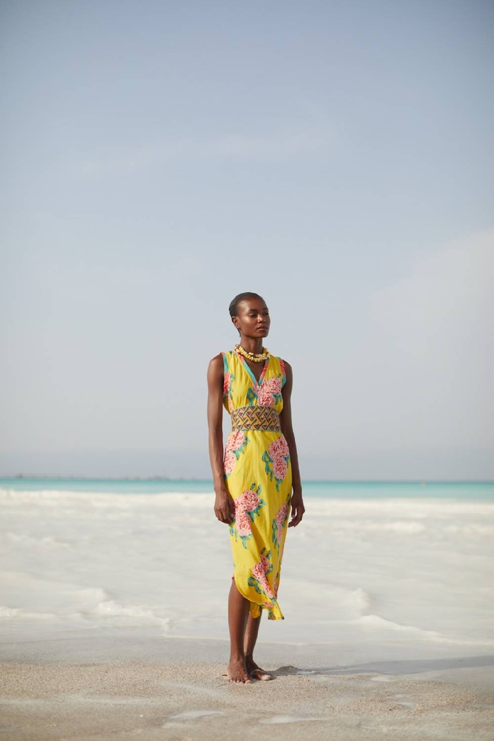Lisa Corti abito cheack leopard flower yellow Saldi