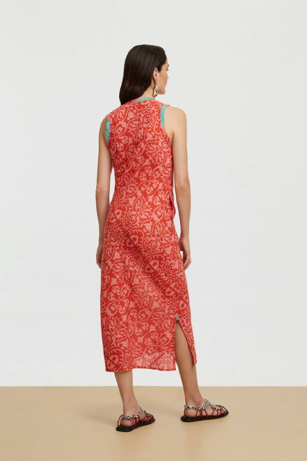 Lisa Corti abito cheack damask design red Offerte