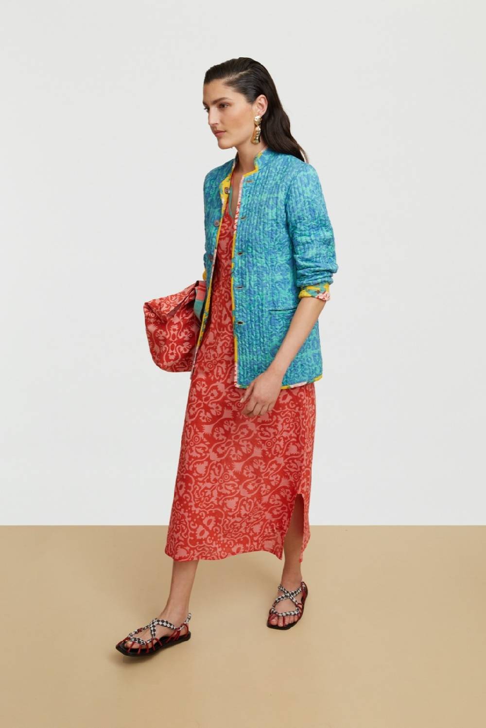 Lisa Corti abito cheack damask design red Offerte
