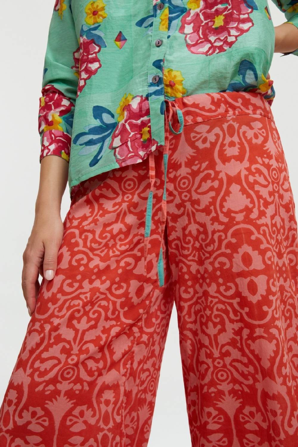 Lisa Corti pantalone cabana damask design red Vendita Economica