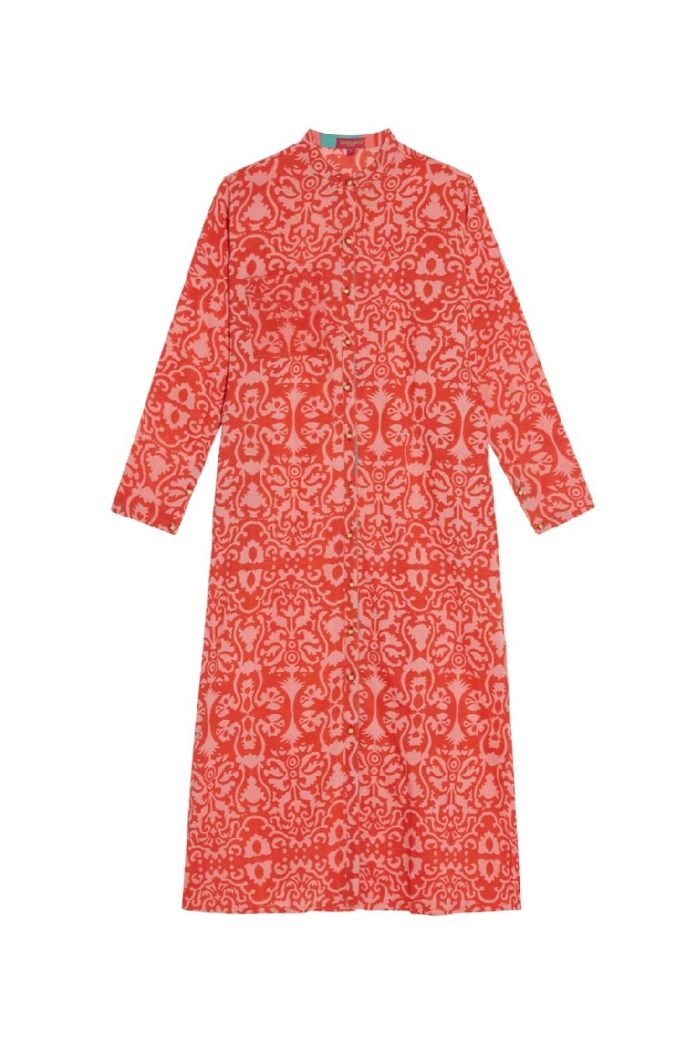 Lisa Corti kurta lunga aperta damask design red Saldi Di Fabbrica