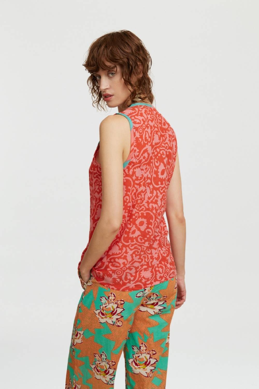 Lisa Corti top banyan damask design red I Più Venduti