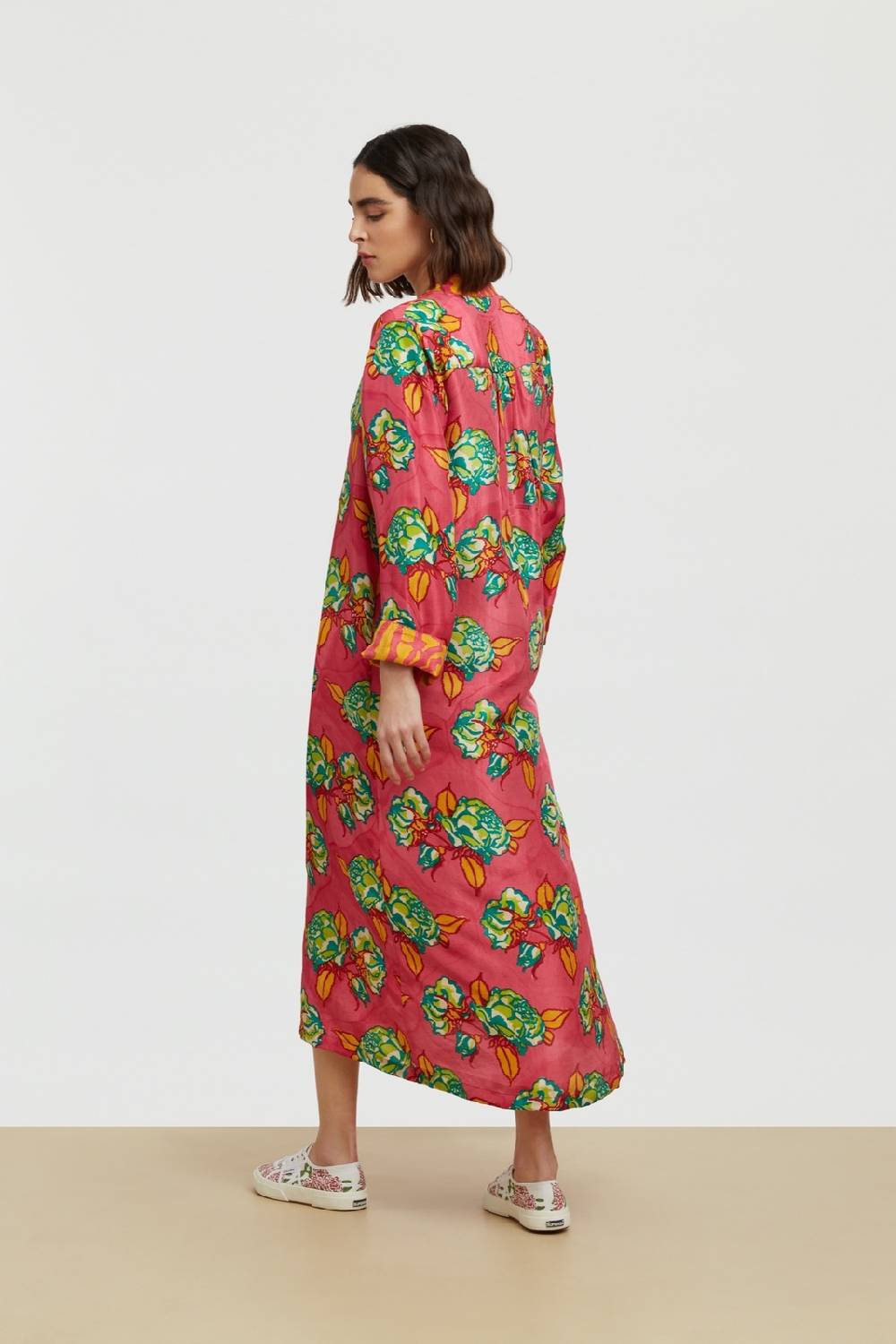 Lisa Corti caftano radha rosa spina geranium Nuova
