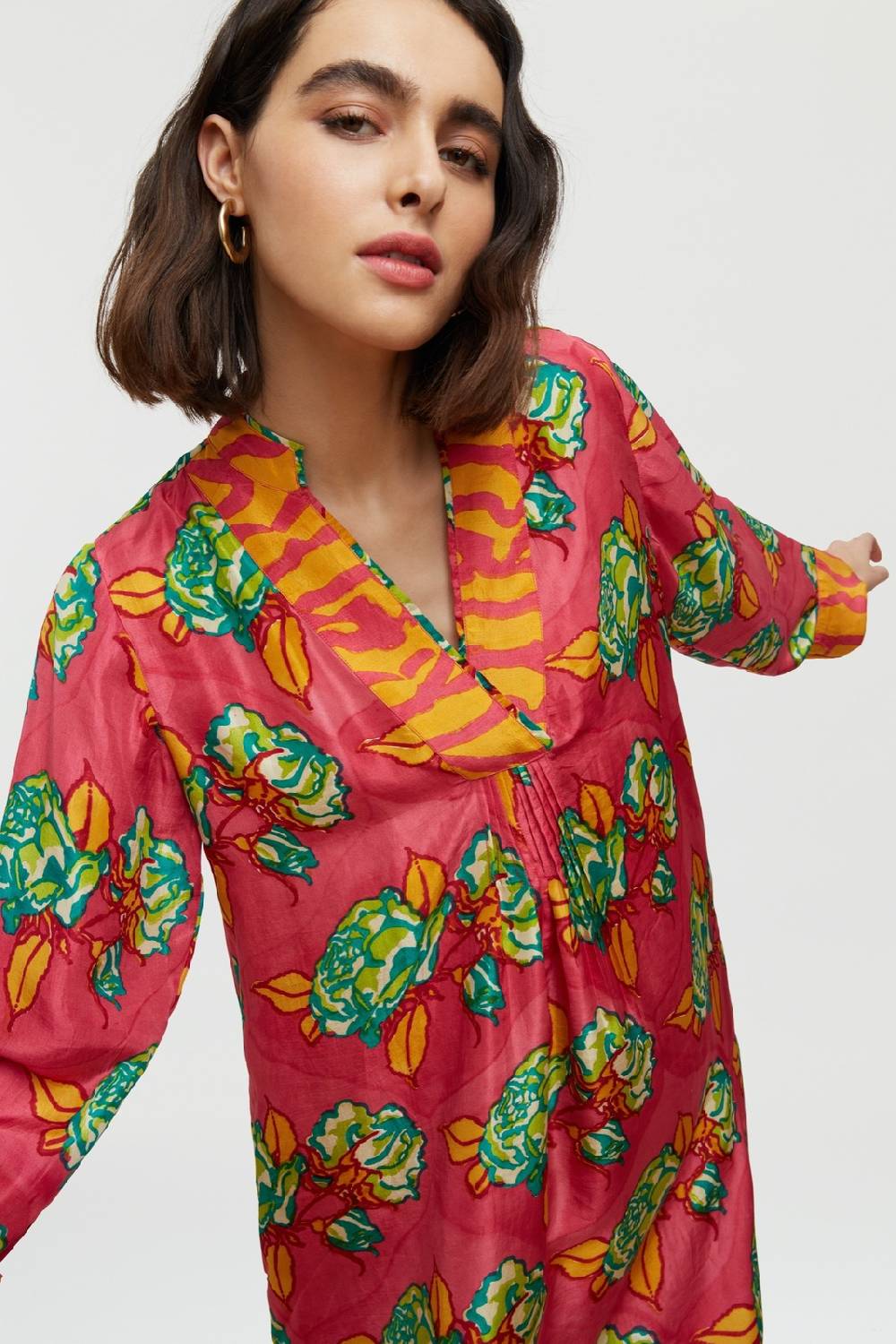 Lisa Corti caftano radha rosa spina geranium Nuova