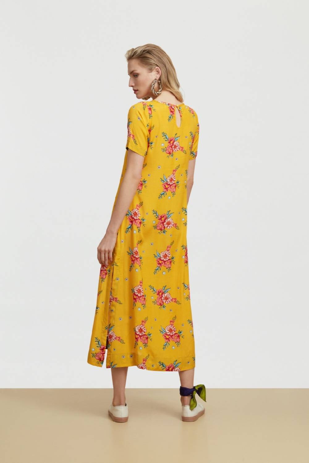 Lisa Corti abito myanmar bukhara flower gold Negozio online di fabbrica