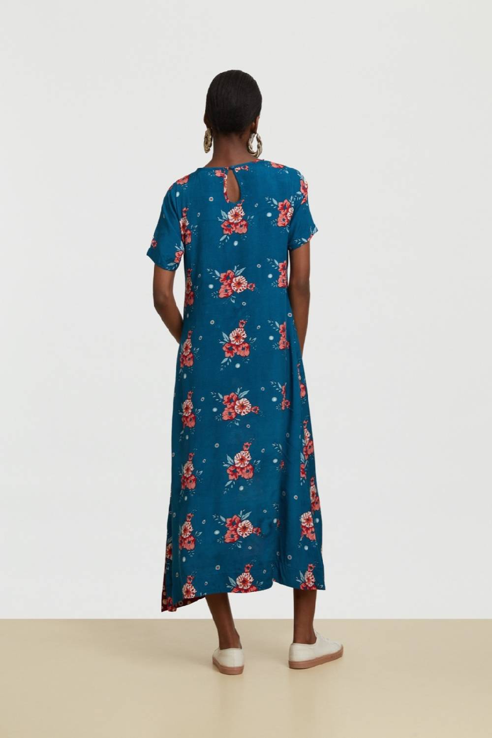 Lisa Corti abito myanmar bukhara flower teal Prezzo di fabbrica