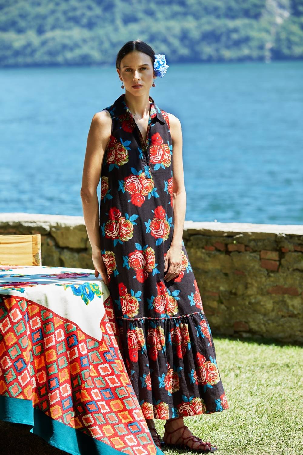 Lisa Corti abito asagao bold rose black Fornitura limitata