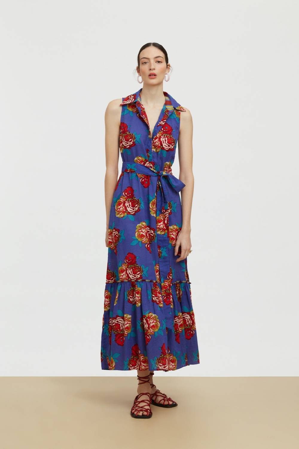 Lisa Corti abito asagao bold rose cobalt