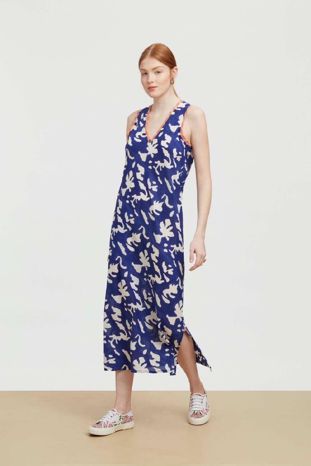 Lisa Corti abito cheack blue pot royal blue