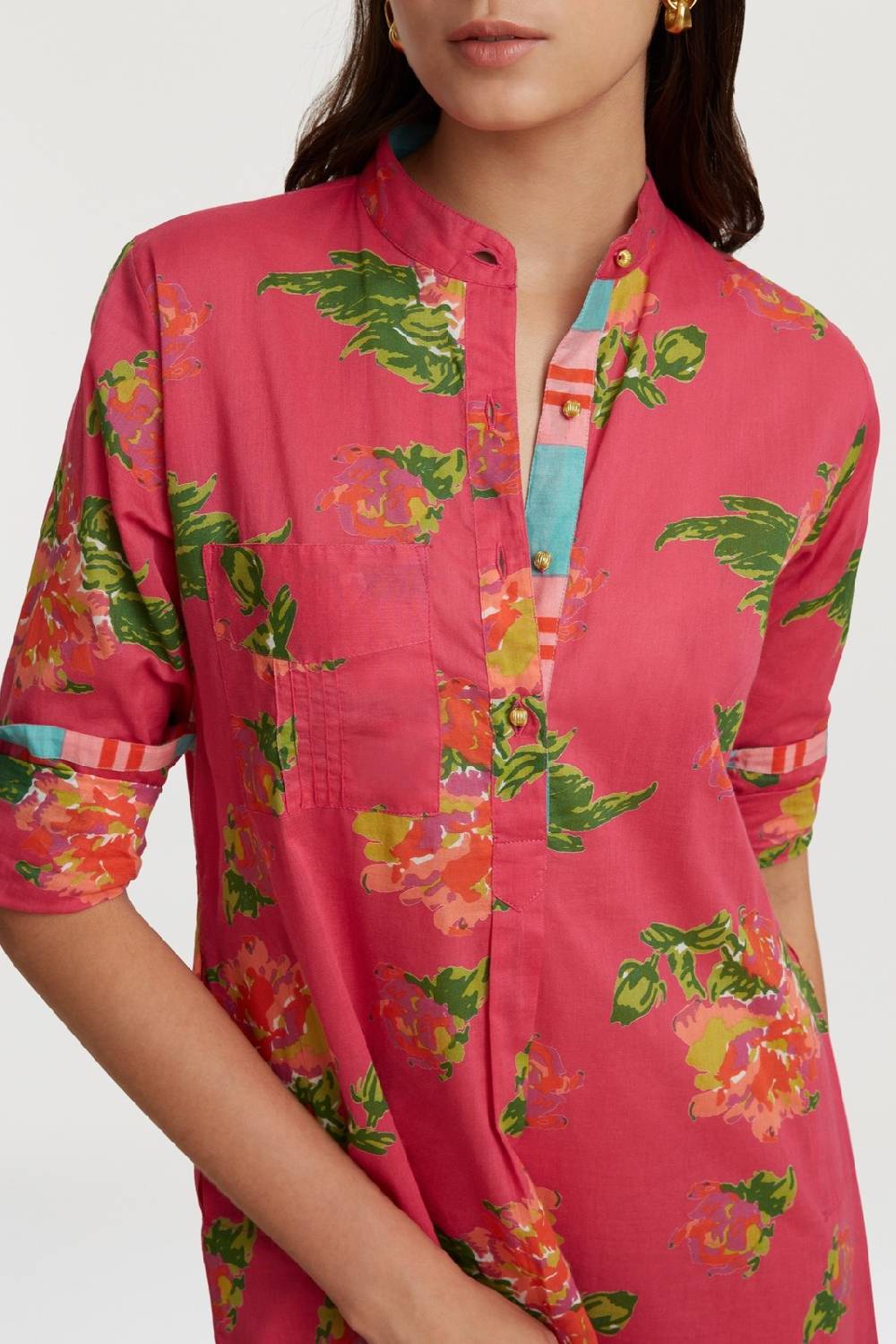 Lisa Corti kurta corta azhar flower fuxia Offerta San Valentino