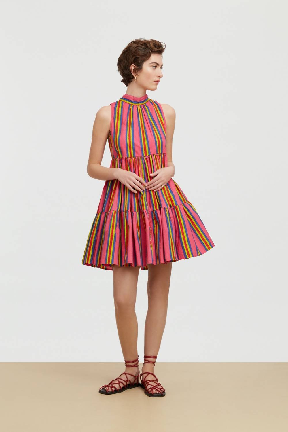 Lisa Corti abito jaipur crazy stripes fucsia