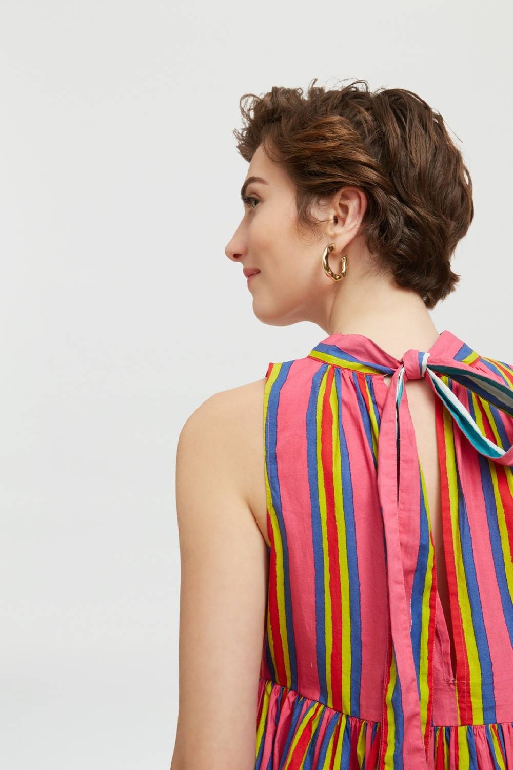 Lisa Corti abito jaipur crazy stripes fucsia Vendita calda