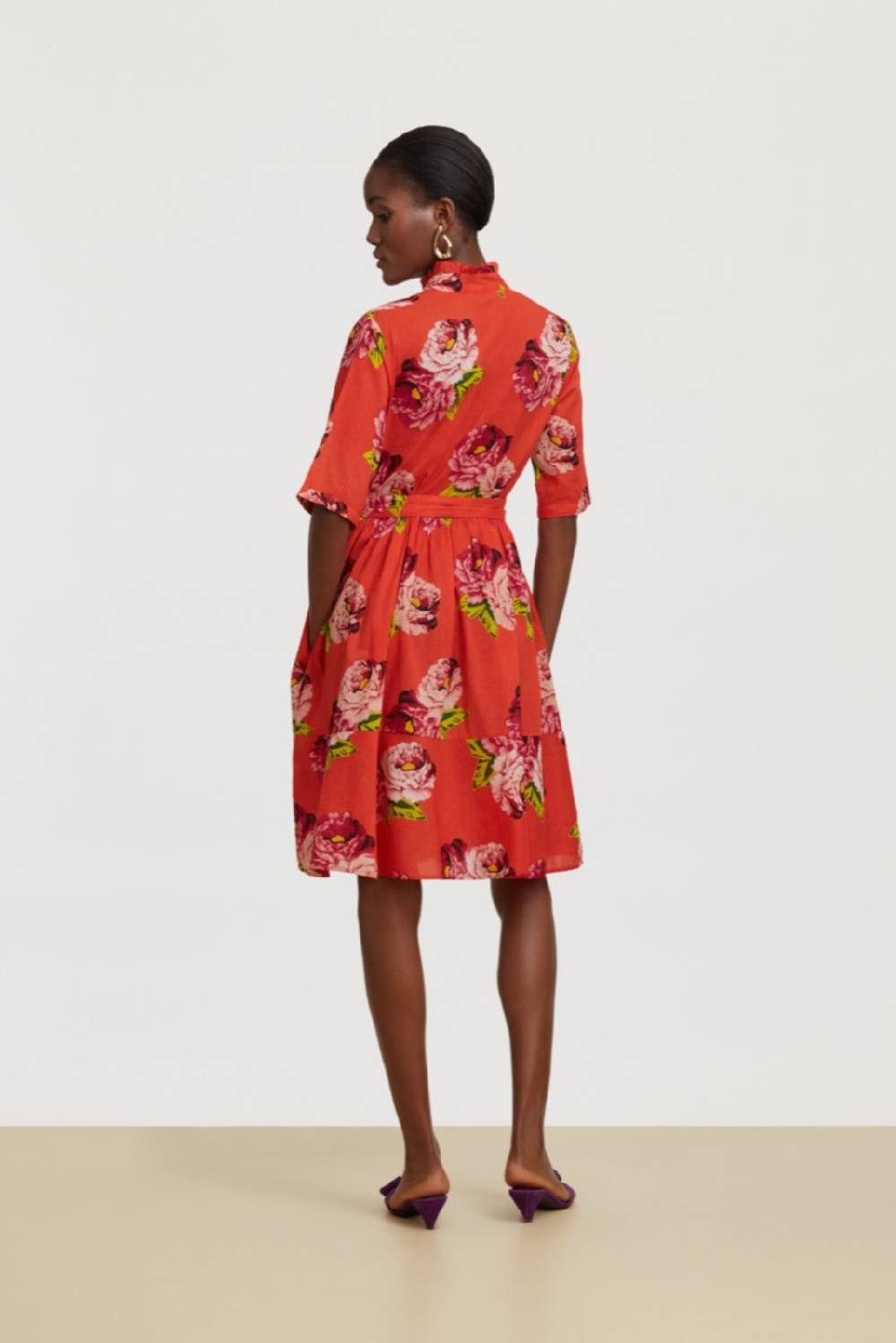 Lisa Corti abito greta folk rose coral Latest fashion