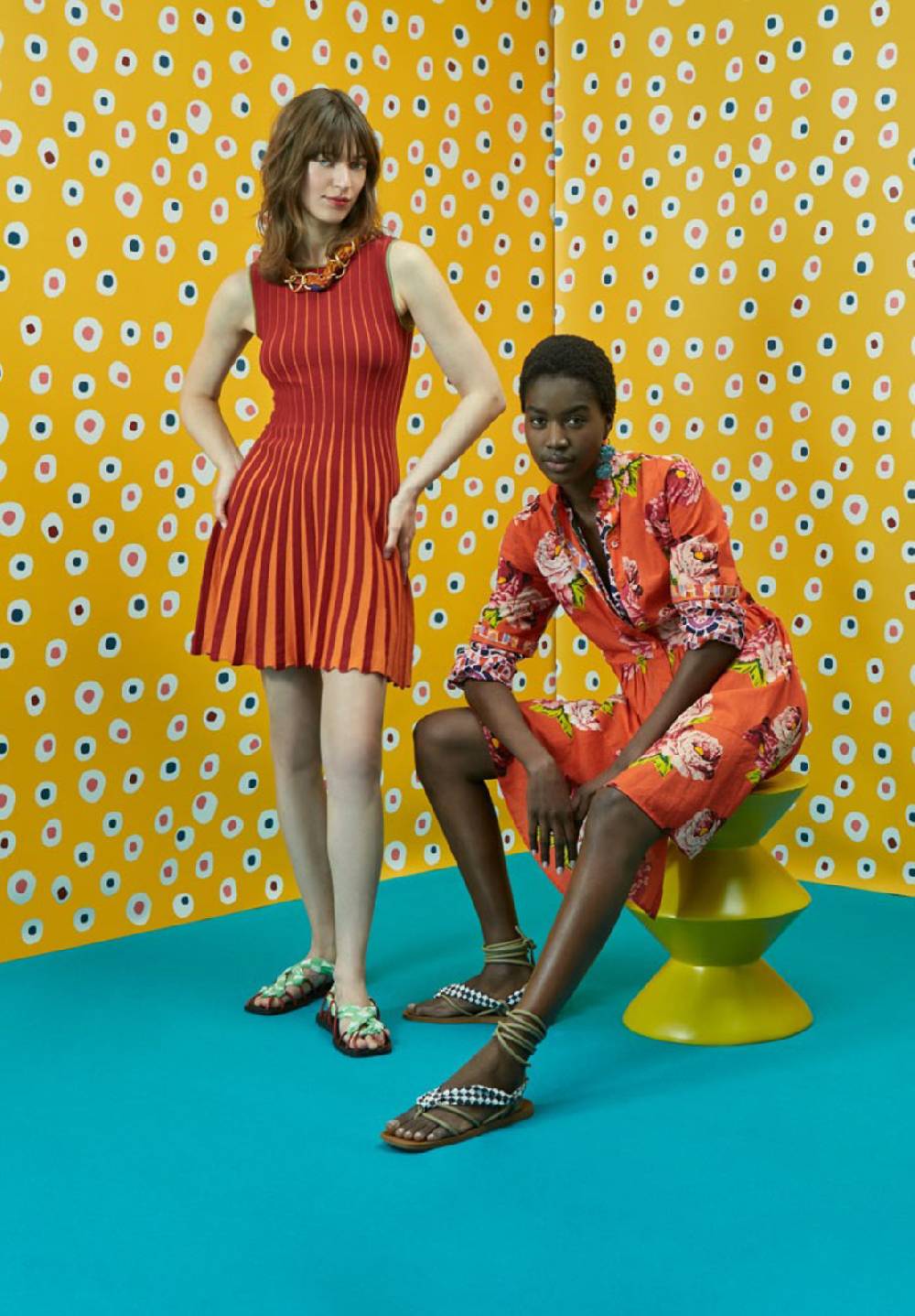 Lisa Corti abito greta folk rose coral Latest fashion