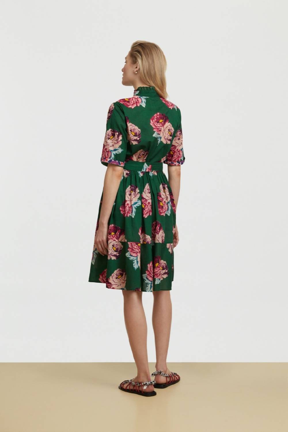 Lisa Corti abito greta folk rose green Online Outlet