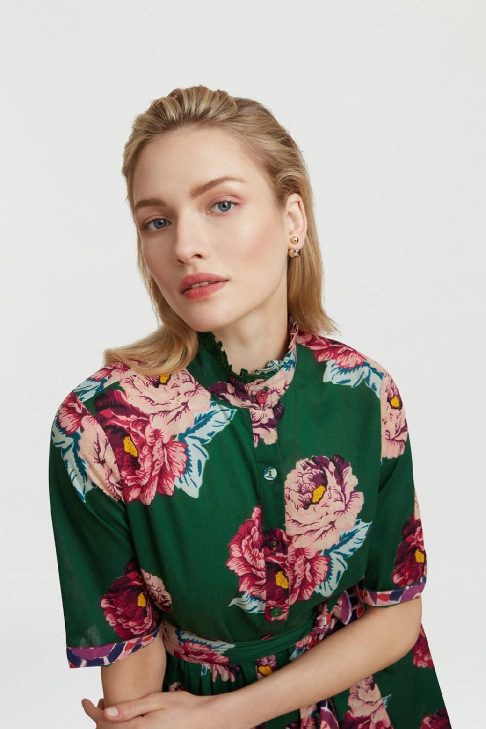 Lisa Corti abito greta folk rose green Online Outlet