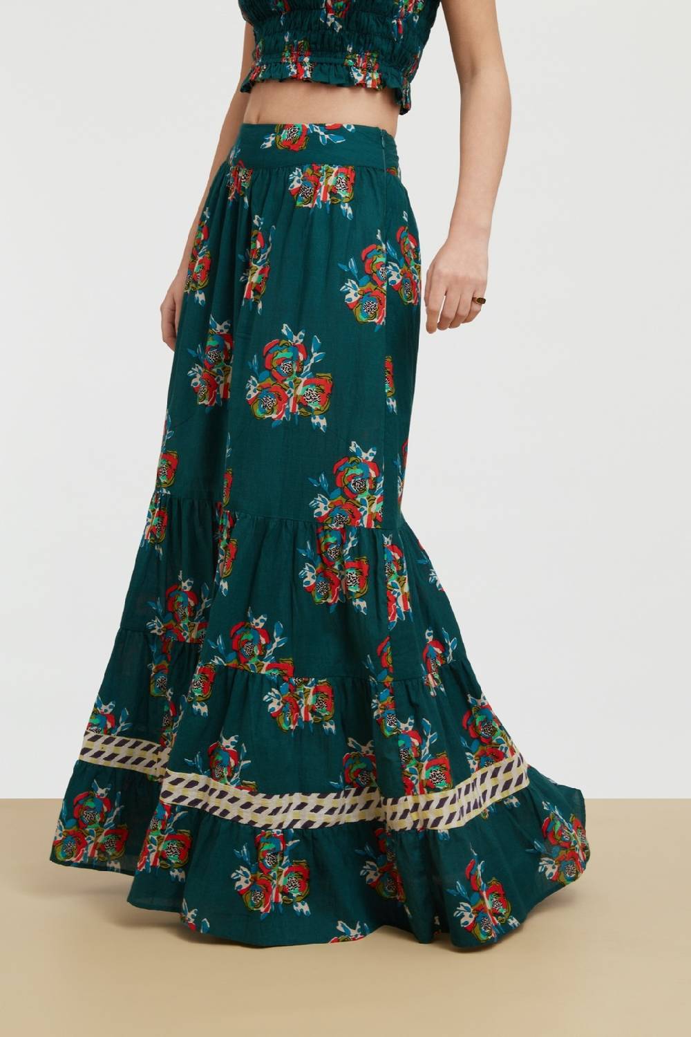 Lisa Corti gonna lehenga cubist rose peacock Enormi risparmi
