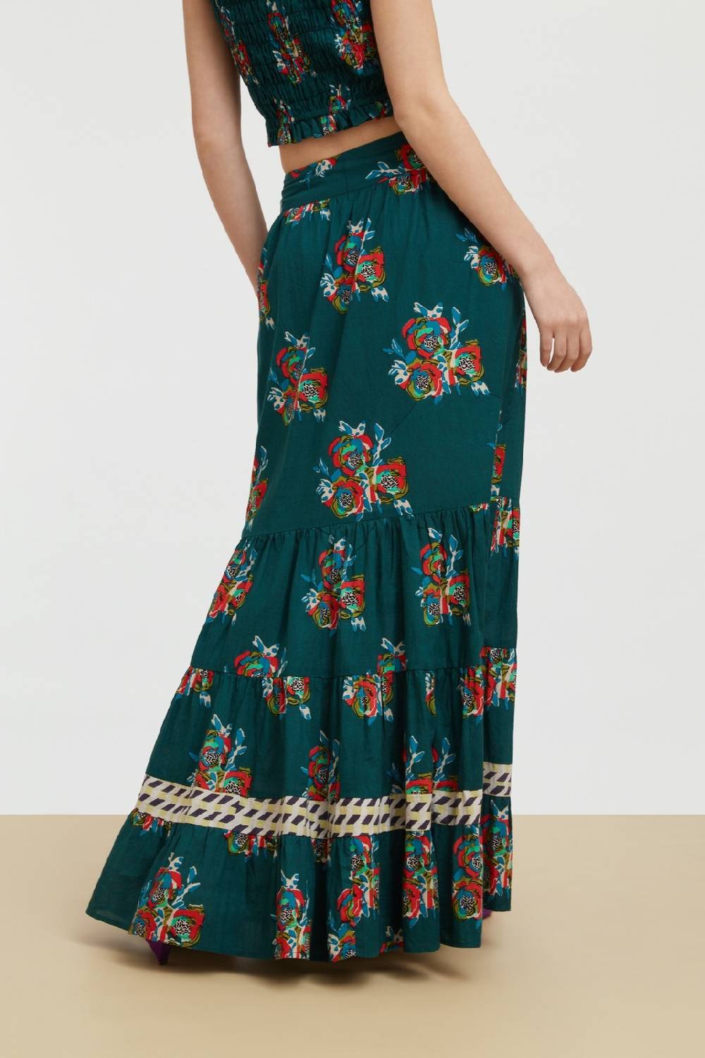 Lisa Corti gonna lehenga cubist rose peacock Enormi risparmi