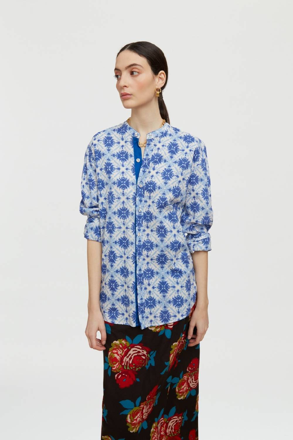 Lisa Corti camicia santorini morocco design blue Offerta settimanale