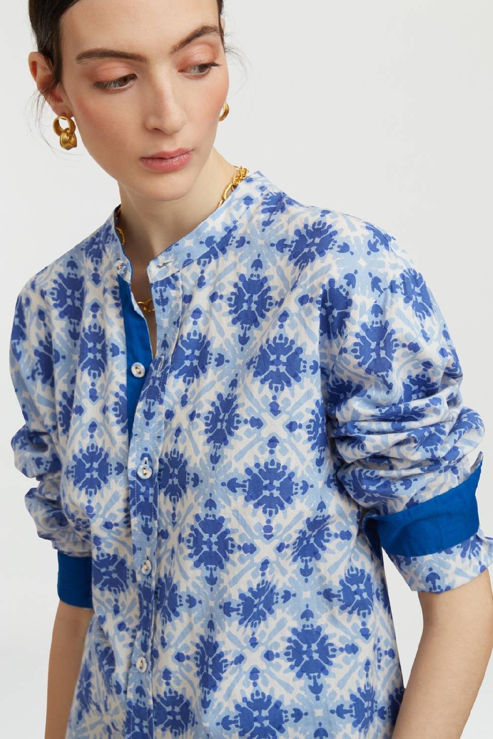 Lisa Corti camicia santorini morocco design blue Offerta settimanale