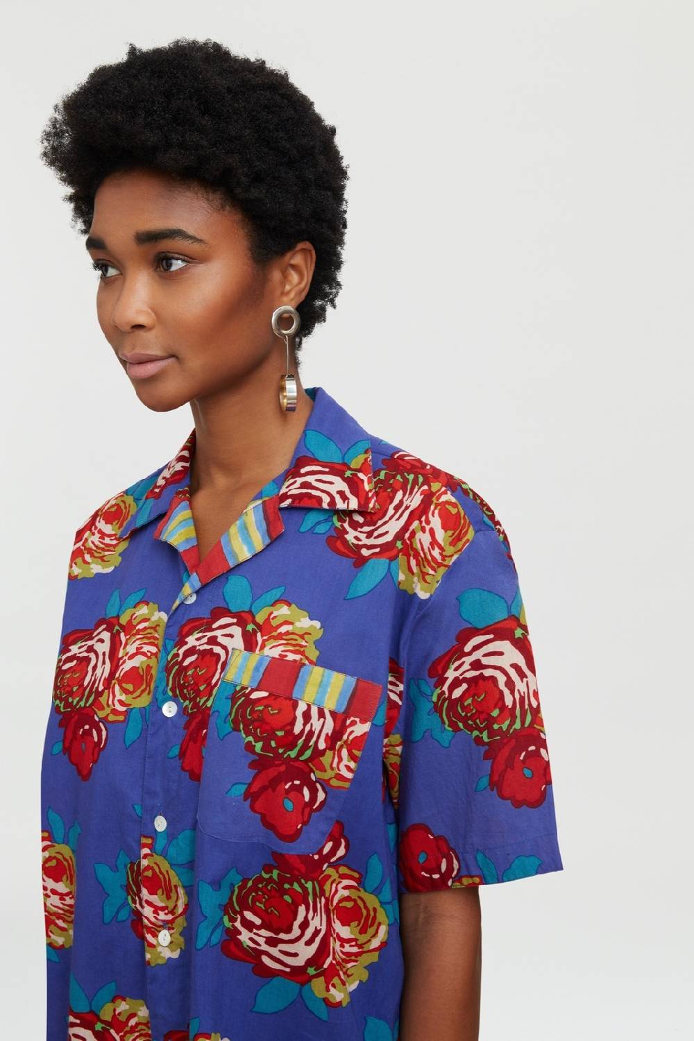 Lisa Corti camicia hawaian bold rose cobalt Rilascio limitato
