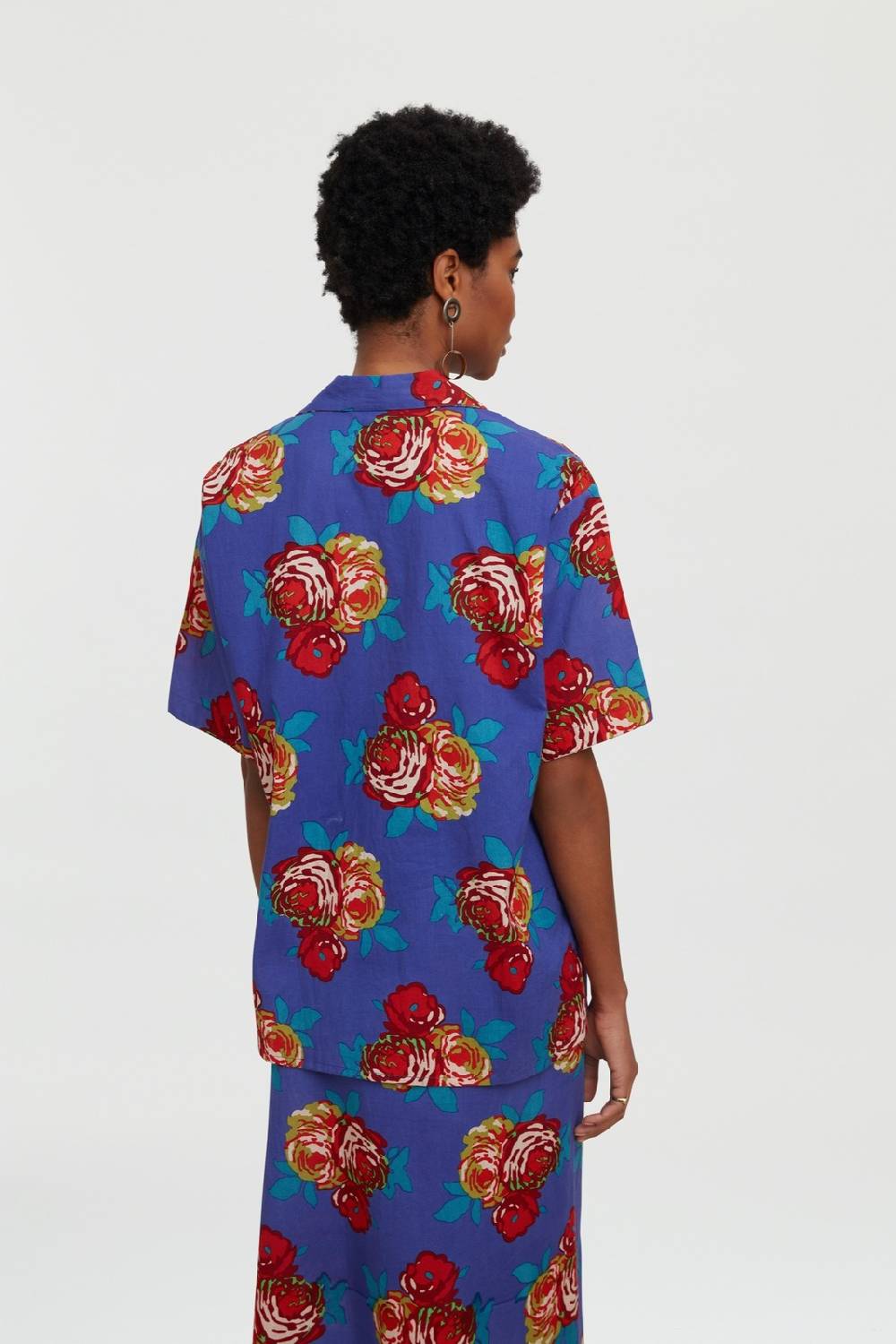 Lisa Corti camicia hawaian bold rose cobalt Rilascio limitato