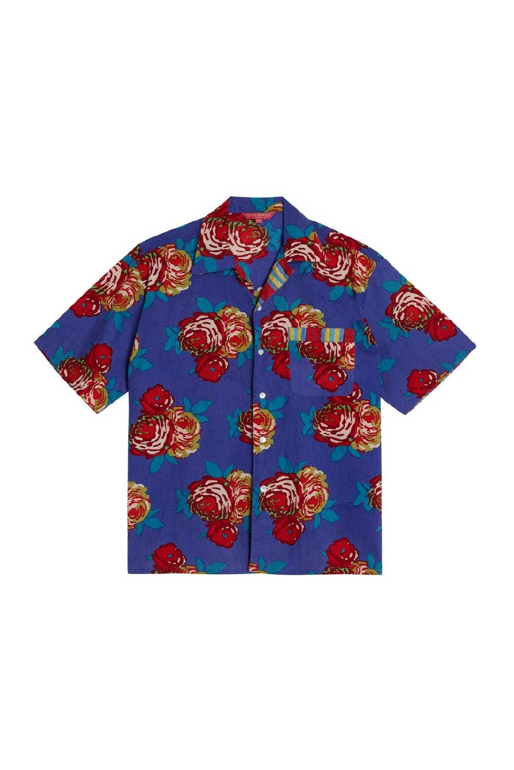 Lisa Corti camicia hawaian bold rose cobalt Rilascio limitato