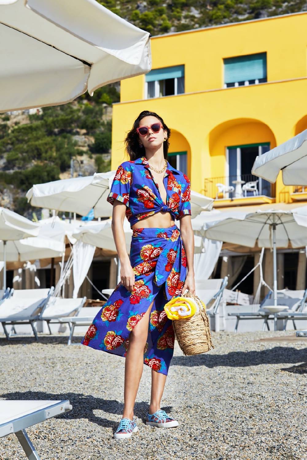 Lisa Corti camicia hawaian bold rose cobalt Rilascio limitato