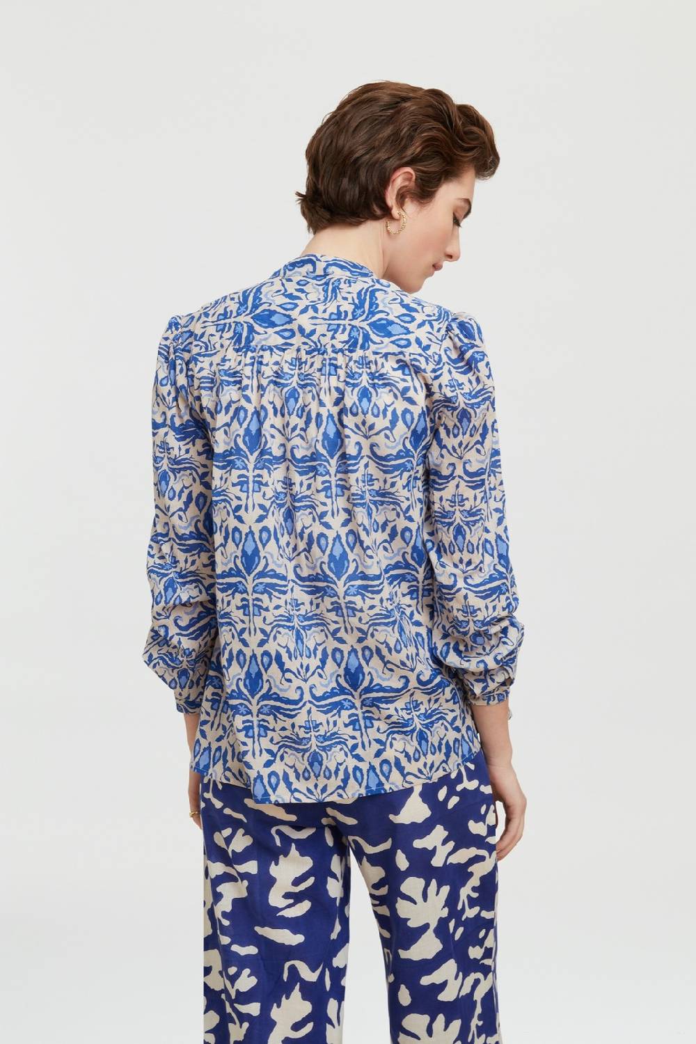 Lisa Corti camicia batumi abhanery damasque blue Latest stili