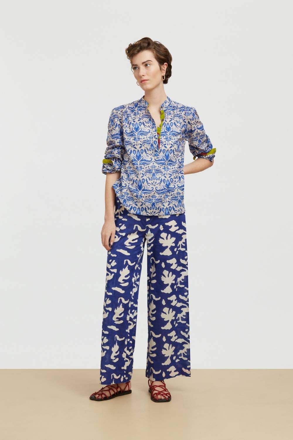 Lisa Corti camicia batumi abhanery damasque blue Latest stili