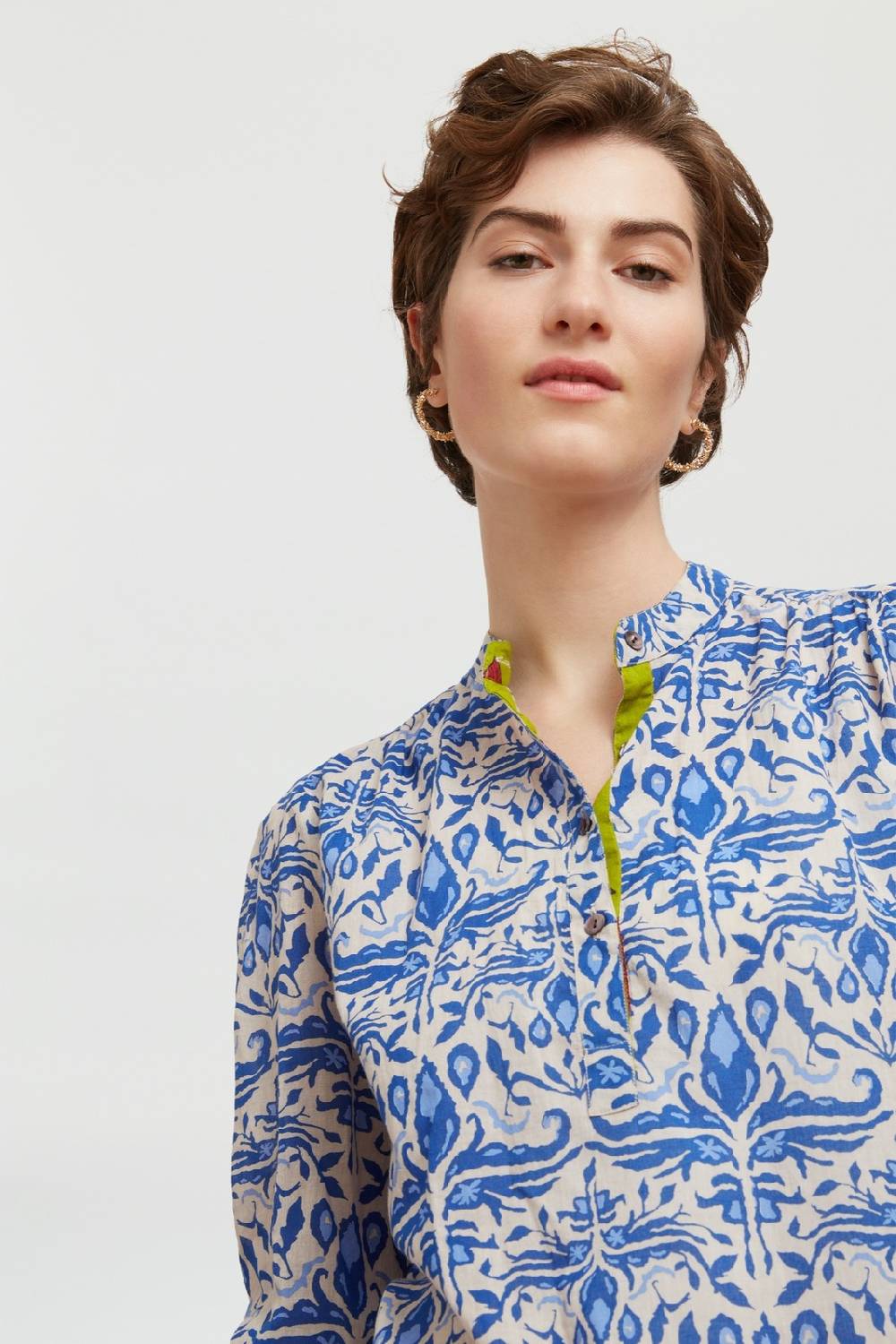 Lisa Corti camicia batumi abhanery damasque blue Latest stili
