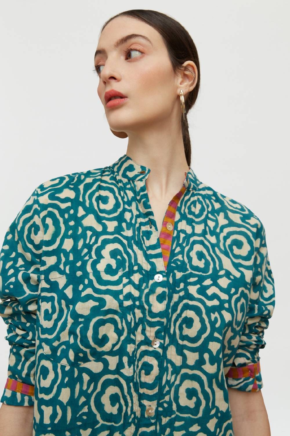 Lisa Corti camicia rashmi spiral peacock natural Ultimo giorno